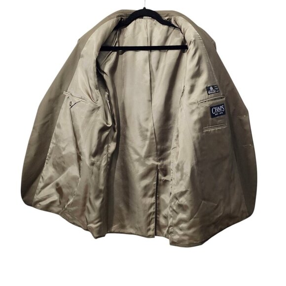 Chaps Men's Pure Wool Taupe Suit Coat Single Breast Lined Blazer Jacket - Picture 5 of 10